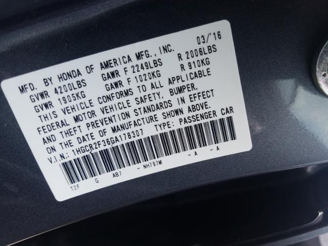 Photo 9 VIN: 1HGCR2F36GA178307 - HONDA ACCORD LX 