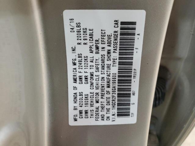 Photo 11 VIN: 1HGCR2F36GA196600 - HONDA ACCORD LX 