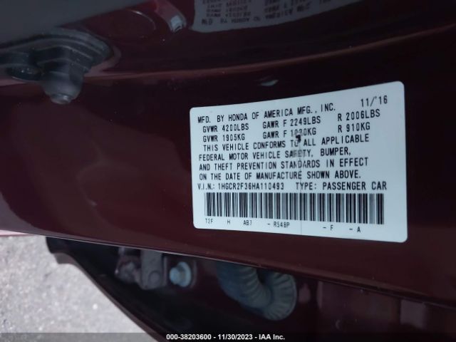 Photo 8 VIN: 1HGCR2F36HA110493 - HONDA ACCORD 