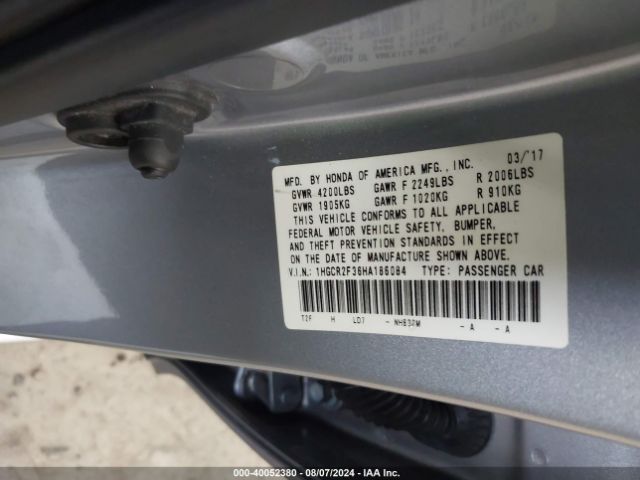 Photo 8 VIN: 1HGCR2F36HA186084 - HONDA ACCORD LX 