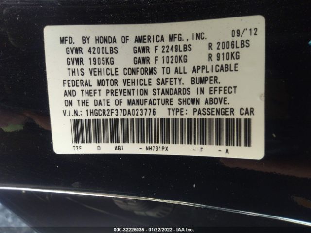 Photo 8 VIN: 1HGCR2F37DA023776 - HONDA ACCORD SDN 