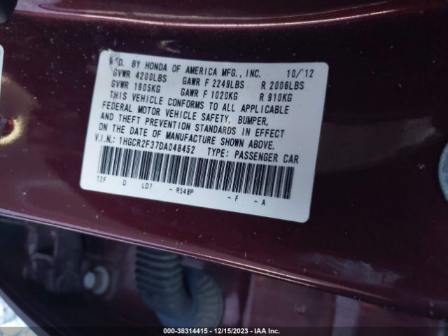 Photo 8 VIN: 1HGCR2F37DA048452 - HONDA ACCORD 