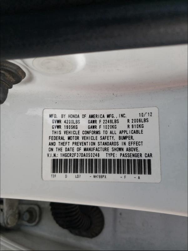 Photo 9 VIN: 1HGCR2F37DA050248 - HONDA ACCORD LX 