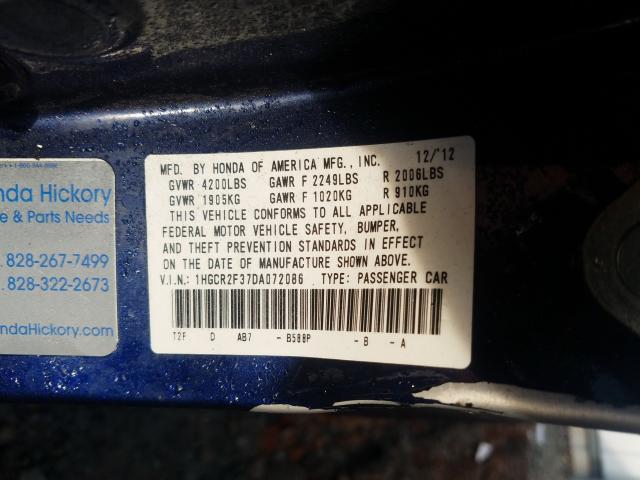 Photo 9 VIN: 1HGCR2F37DA072086 - HONDA ACCORD LX 