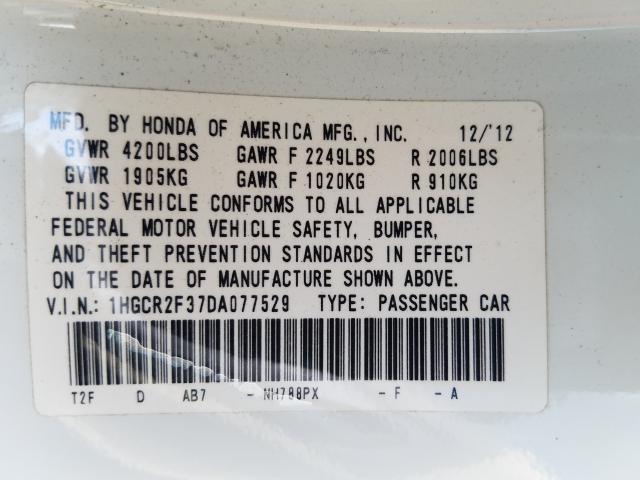 Photo 9 VIN: 1HGCR2F37DA077529 - HONDA ACCORD LX 