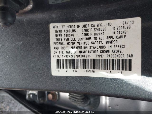 Photo 8 VIN: 1HGCR2F37DA160815 - HONDA ACCORD 