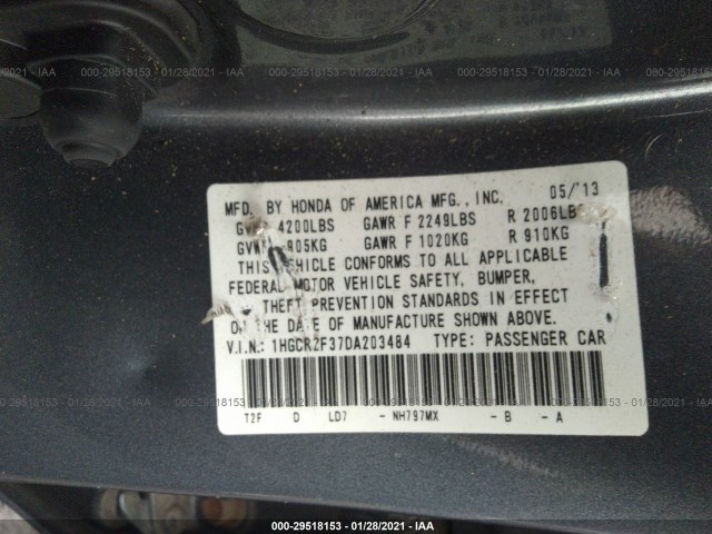 Photo 8 VIN: 1HGCR2F37DA203484 - HONDA ACCORD SDN 