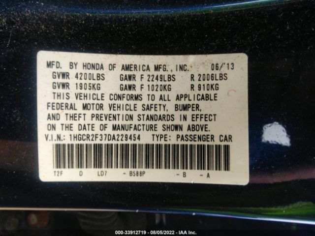 Photo 8 VIN: 1HGCR2F37DA229454 - HONDA ACCORD SDN 