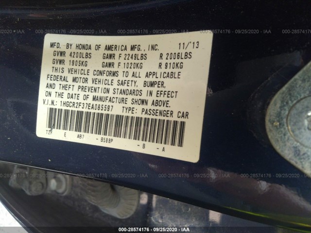 Photo 8 VIN: 1HGCR2F37EA085597 - HONDA ACCORD SEDAN 