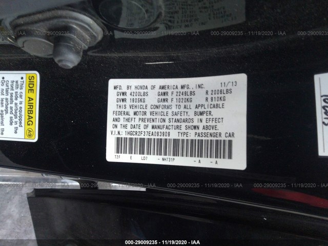 Photo 8 VIN: 1HGCR2F37EA093909 - HONDA ACCORD SEDAN 