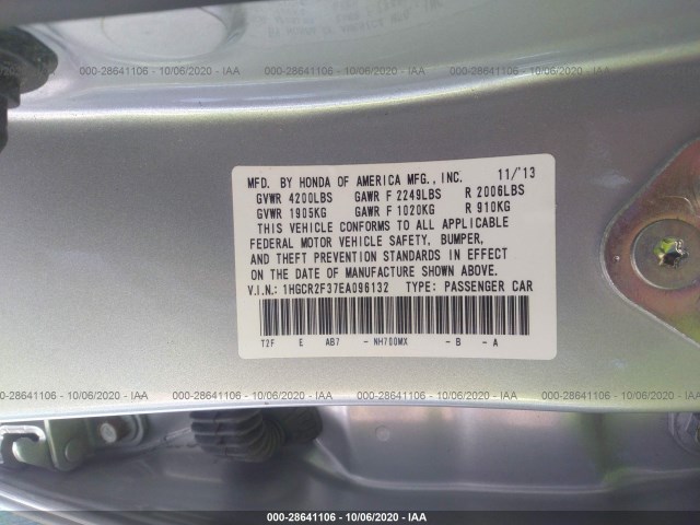 Photo 8 VIN: 1HGCR2F37EA096132 - HONDA ACCORD SEDAN 