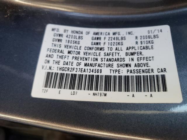 Photo 9 VIN: 1HGCR2F37EA134569 - HONDA ACCORD LX 