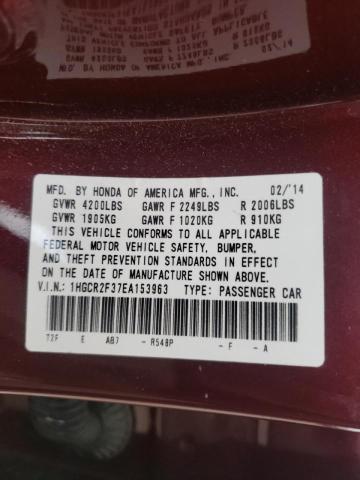 Photo 11 VIN: 1HGCR2F37EA153963 - HONDA ACCORD LX 