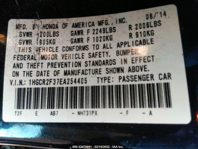 Photo 8 VIN: 1HGCR2F37EA254405 - HONDA ACCORD SEDAN 