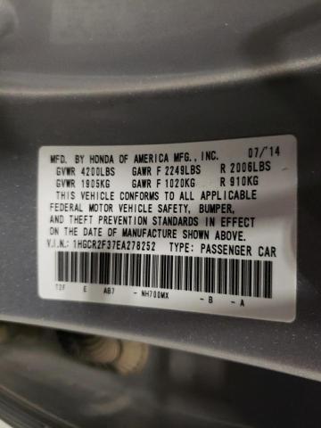 Photo 9 VIN: 1HGCR2F37EA278252 - HONDA ACCORD LX 