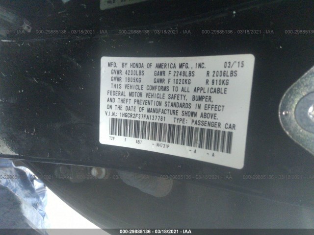 Photo 8 VIN: 1HGCR2F37FA137781 - HONDA ACCORD 