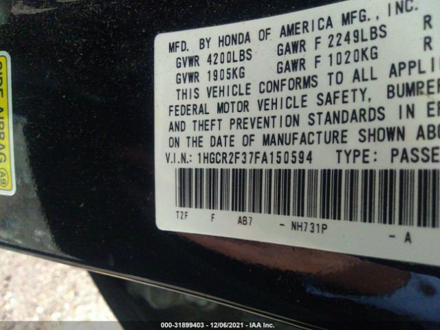 Photo 8 VIN: 1HGCR2F37FA150594 - HONDA ACCORD SEDAN 