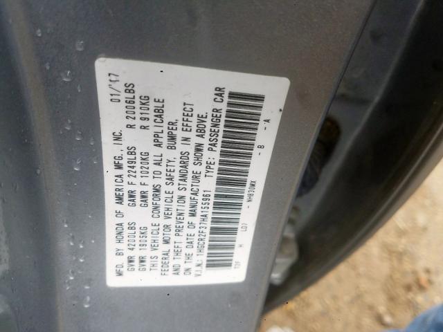 Photo 9 VIN: 1HGCR2F37HA155961 - HONDA ACCORD LX 