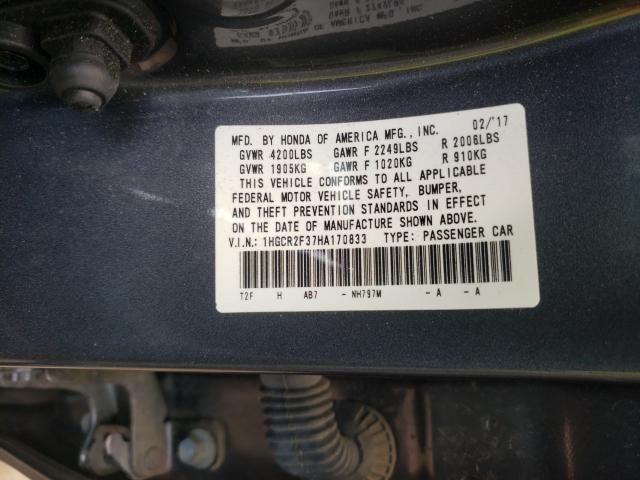 Photo 9 VIN: 1HGCR2F37HA170833 - HONDA ACCORD LX 