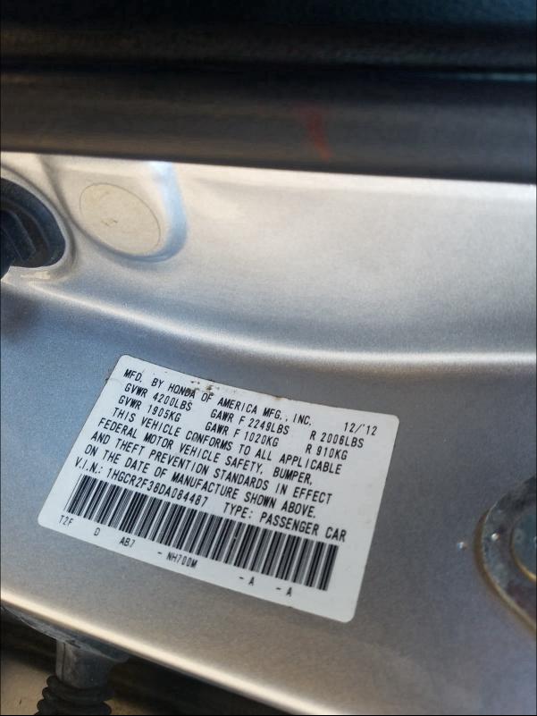 Photo 9 VIN: 1HGCR2F38DA084487 - HONDA ACCORD LX 