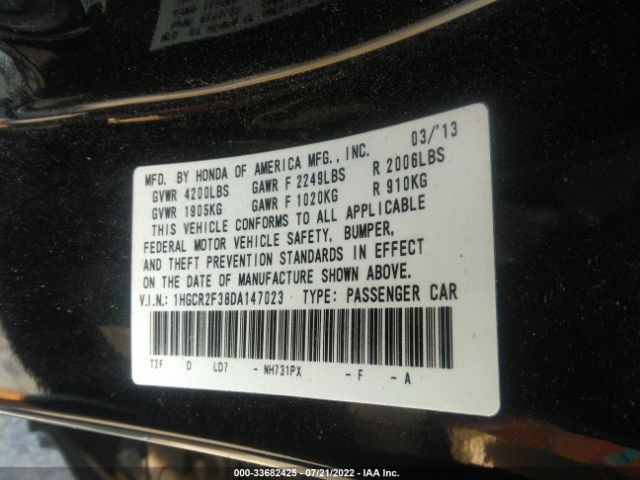 Photo 8 VIN: 1HGCR2F38DA147023 - HONDA ACCORD SDN 