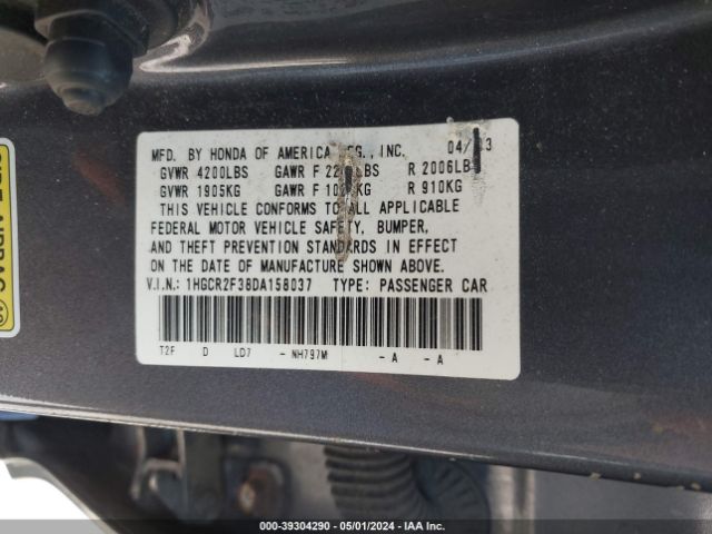 Photo 8 VIN: 1HGCR2F38DA158037 - HONDA ACCORD 