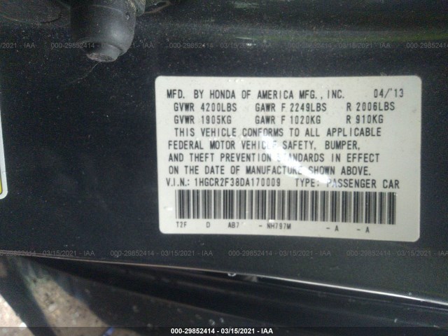 Photo 8 VIN: 1HGCR2F38DA170009 - HONDA ACCORD SDN 