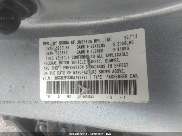 Photo 8 VIN: 1HGCR2F38DA262995 - HONDA ACCORD SDN 