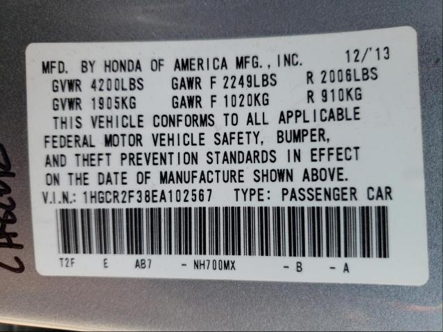 Photo 9 VIN: 1HGCR2F38EA102567 - HONDA ACCORD LX 