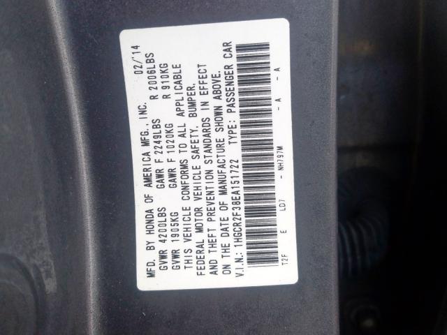 Photo 9 VIN: 1HGCR2F38EA151722 - HONDA ACCORD LX 