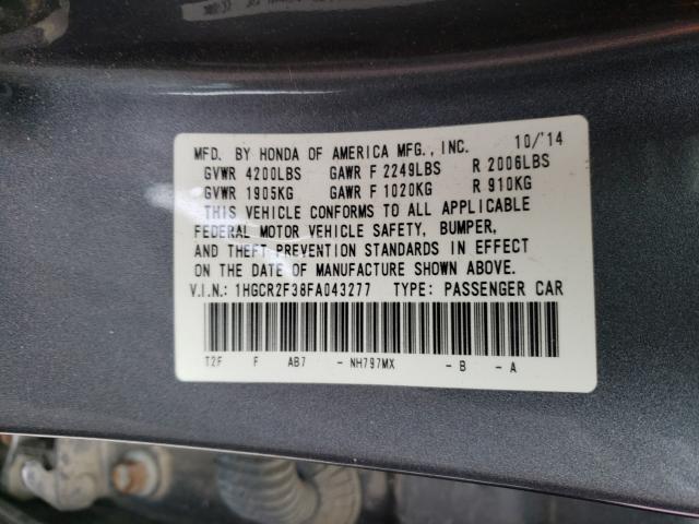 Photo 9 VIN: 1HGCR2F38FA043277 - HONDA ACCORD LX 