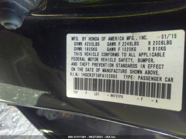 Photo 8 VIN: 1HGCR2F38FA103980 - HONDA ACCORD SEDAN 