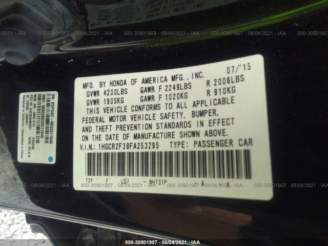 Photo 8 VIN: 1HGCR2F38FA253295 - HONDA ACCORD SEDAN 