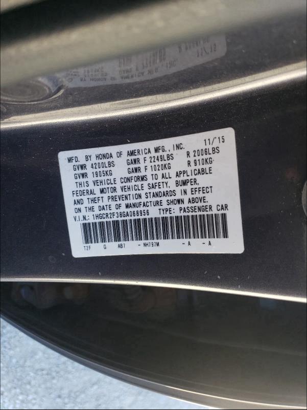 Photo 9 VIN: 1HGCR2F38GA068956 - HONDA ACCORD LX 