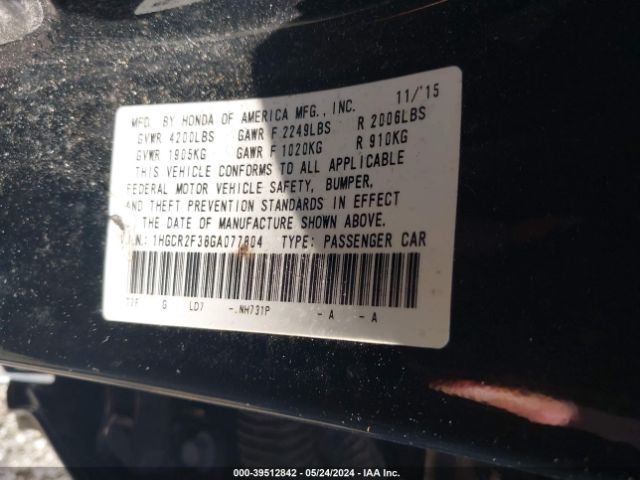 Photo 8 VIN: 1HGCR2F38GA077804 - HONDA ACCORD 