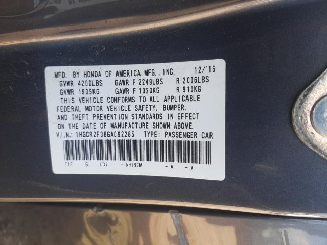 Photo 9 VIN: 1HGCR2F38GA092285 - HONDA ACCORD LX 