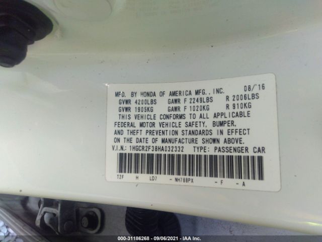 Photo 8 VIN: 1HGCR2F38HA032332 - HONDA ACCORD SEDAN 