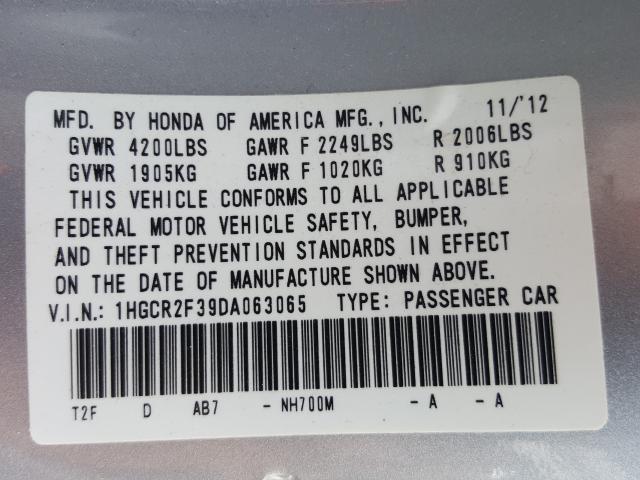 Photo 9 VIN: 1HGCR2F39DA063065 - HONDA ACCORD SDN 