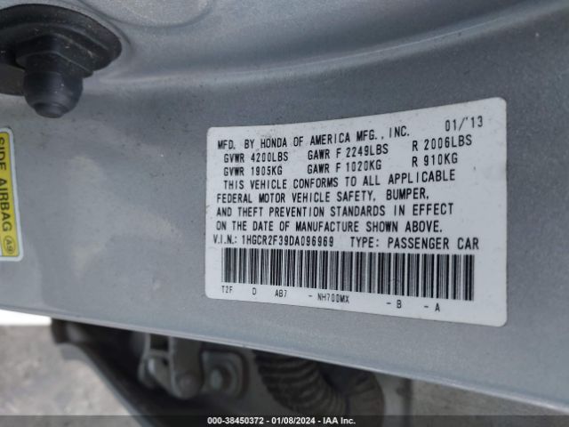 Photo 8 VIN: 1HGCR2F39DA096969 - HONDA ACCORD 