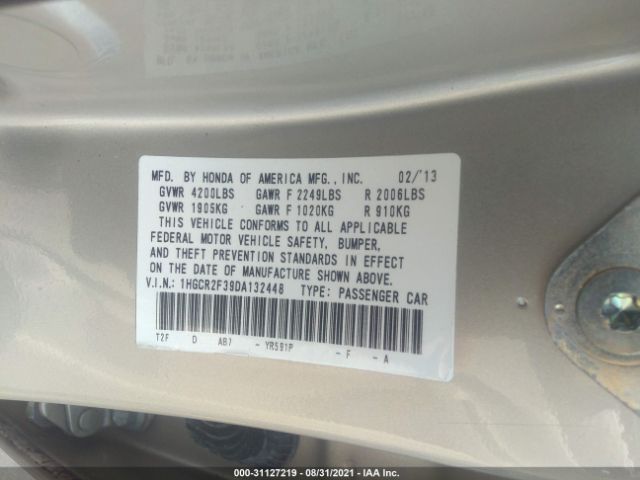 Photo 8 VIN: 1HGCR2F39DA132448 - HONDA ACCORD SDN 