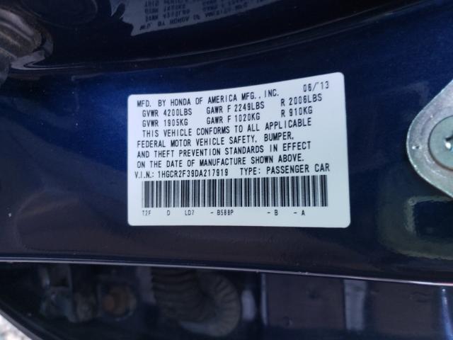 Photo 9 VIN: 1HGCR2F39DA217919 - HONDA ACCORD LX 