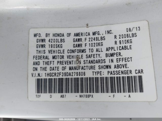 Photo 8 VIN: 1HGCR2F39DA279806 - HONDA ACCORD 