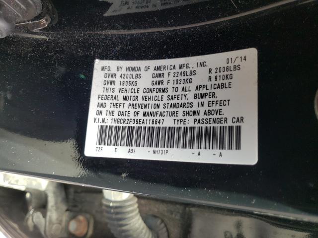 Photo 9 VIN: 1HGCR2F39EA118647 - HONDA ACCORD LX 