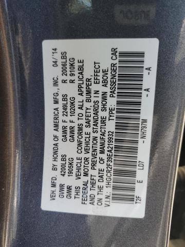 Photo 11 VIN: 1HGCR2F39EA219932 - HONDA ACCORD LX 