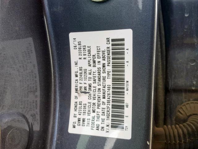 Photo 9 VIN: 1HGCR2F39EA267480 - HONDA ACCORD LX 