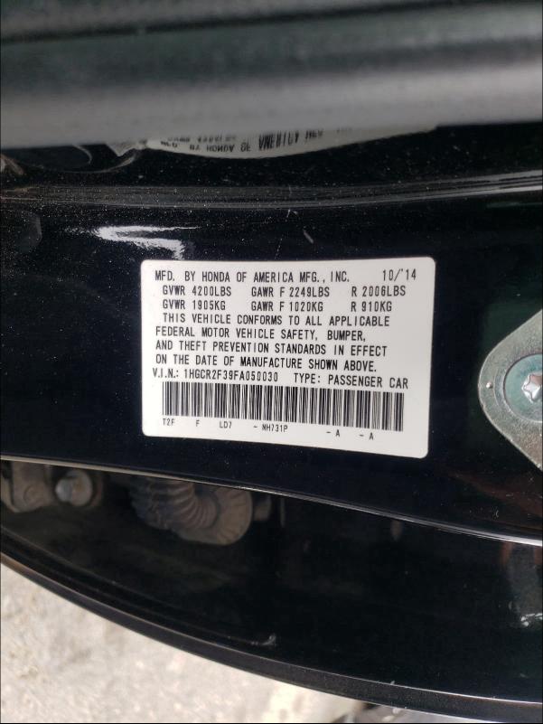 Photo 9 VIN: 1HGCR2F39FA050030 - HONDA ACCORD LX 