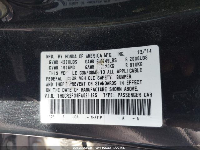 Photo 8 VIN: 1HGCR2F39FA081195 - HONDA ACCORD 