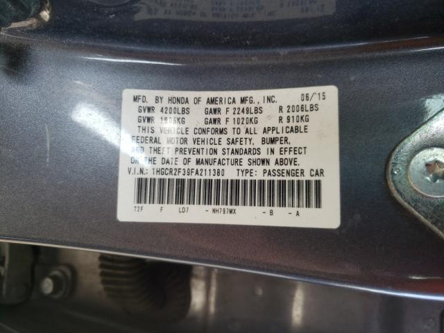 Photo 9 VIN: 1HGCR2F39FA211380 - HONDA ACCORD LX 