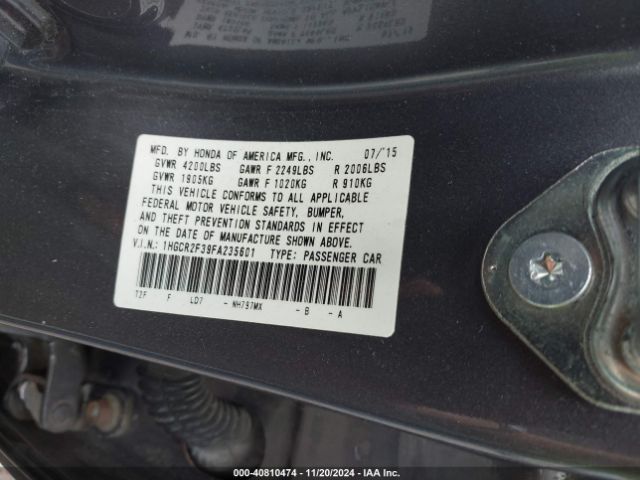 Photo 8 VIN: 1HGCR2F39FA235601 - HONDA ACCORD 