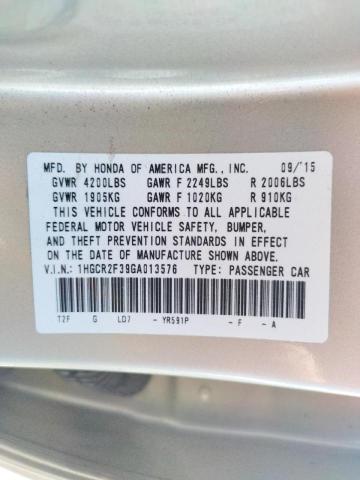 Photo 9 VIN: 1HGCR2F39GA013576 - HONDA ACCORD LX 